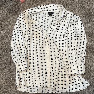 Worthington Black and White Polka Dot Button-Down Shirt